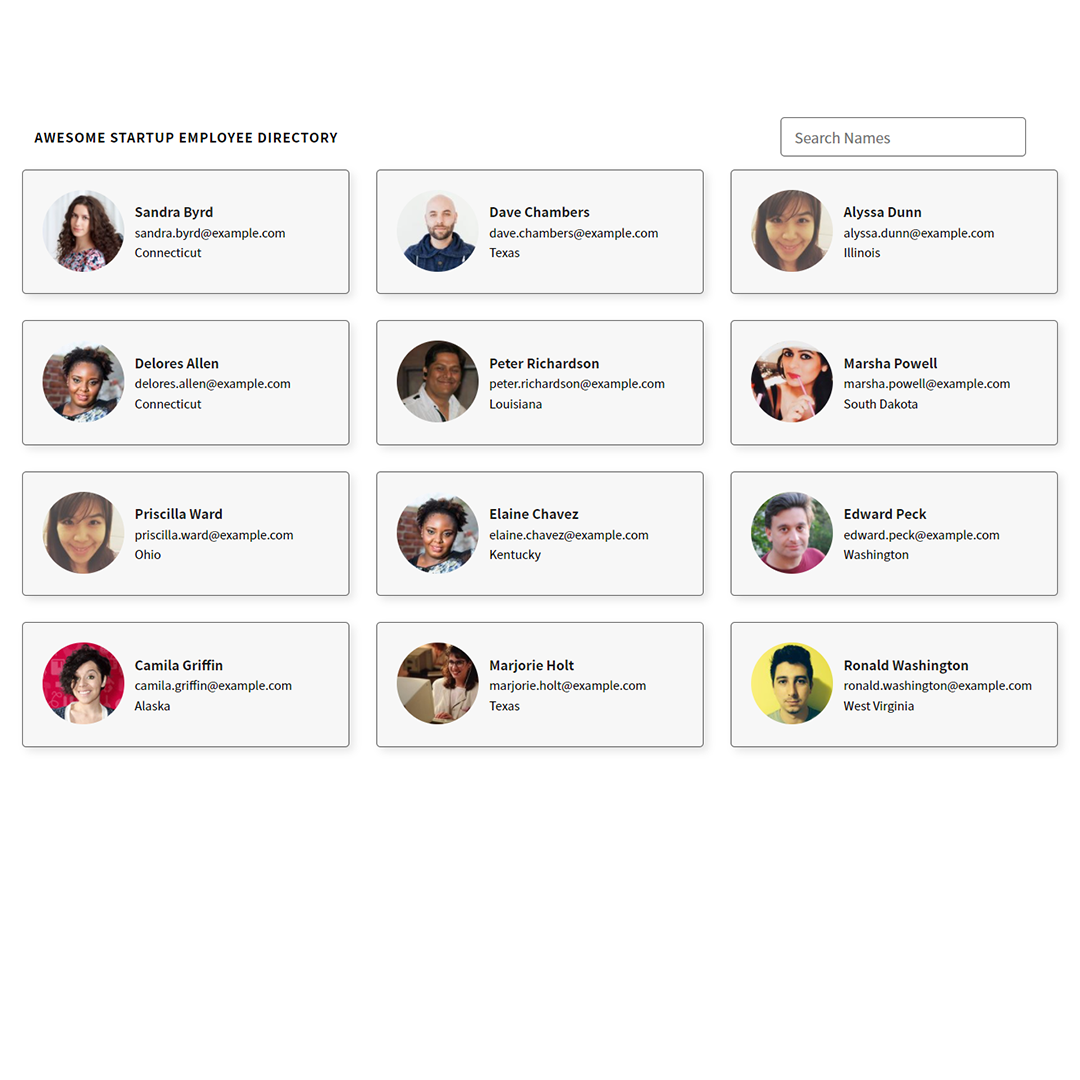 Blue employee card with dark blue silhouette