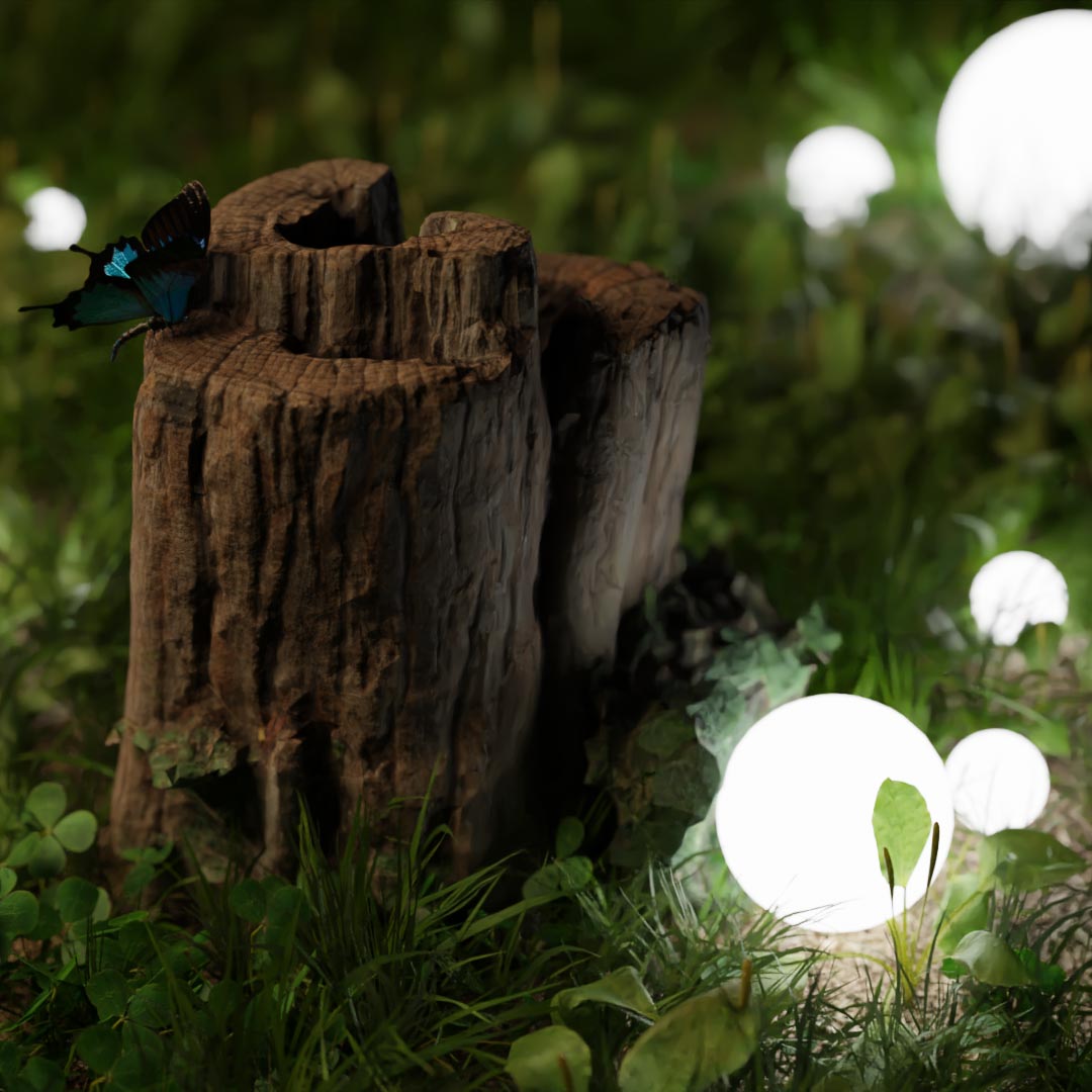 3D Butterfly with bright orbs