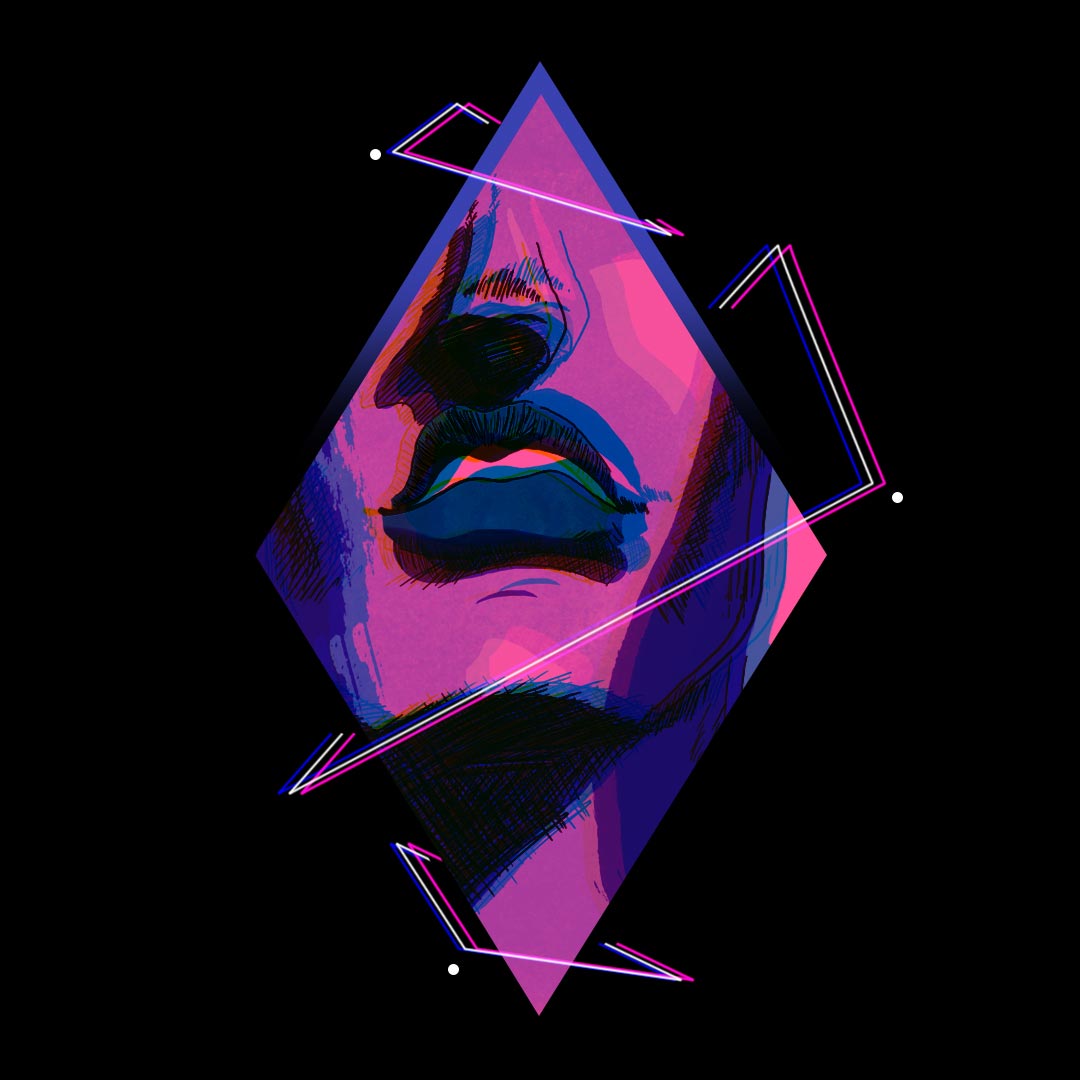 A Man Face with blue lip